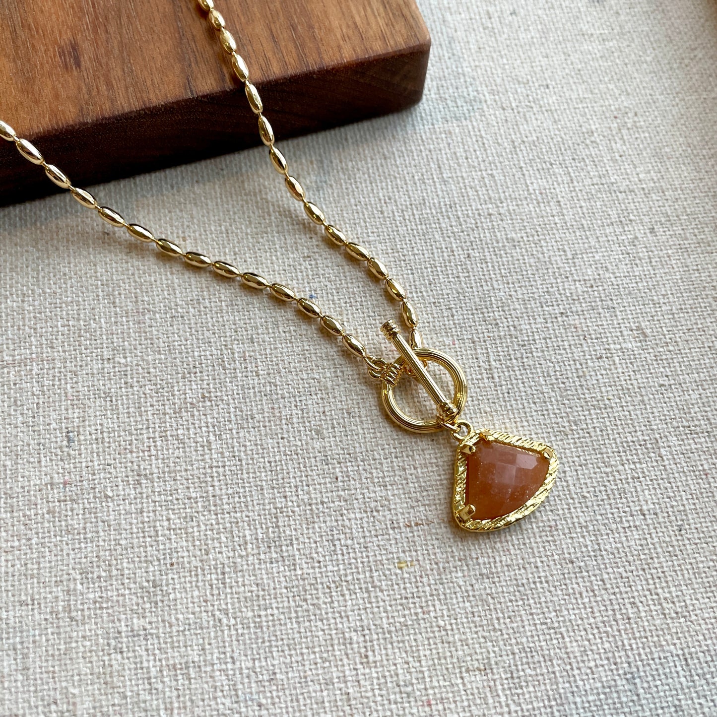 Sunstone Rice Chain Gold-plated Necklace