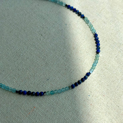 Apatite And Lapis Beaded Choker Necklace