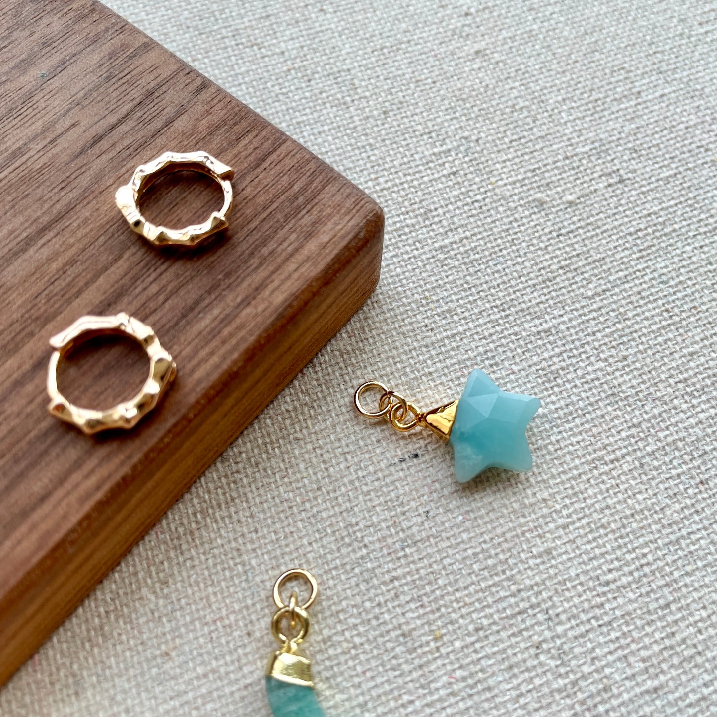 Amazonite Gold-plated Two-way Ear Hoop