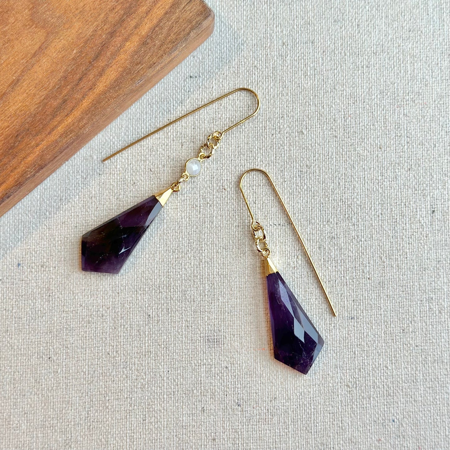 Amethyst And Moonstone Gold-plated Sterling Silver Earring