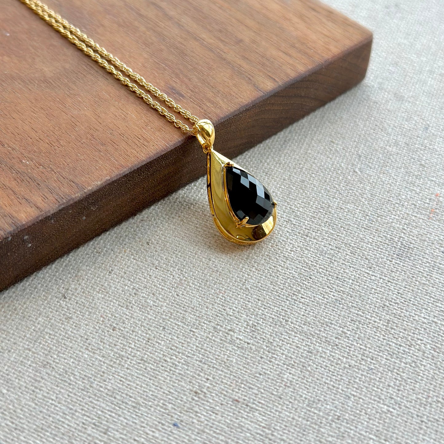 Sapphire Drop Gold-plated Necklace