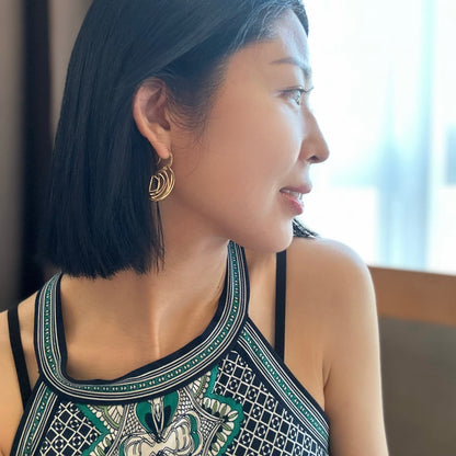 Leaves Gold-plated Italian Sterling Silver Hoop Earring