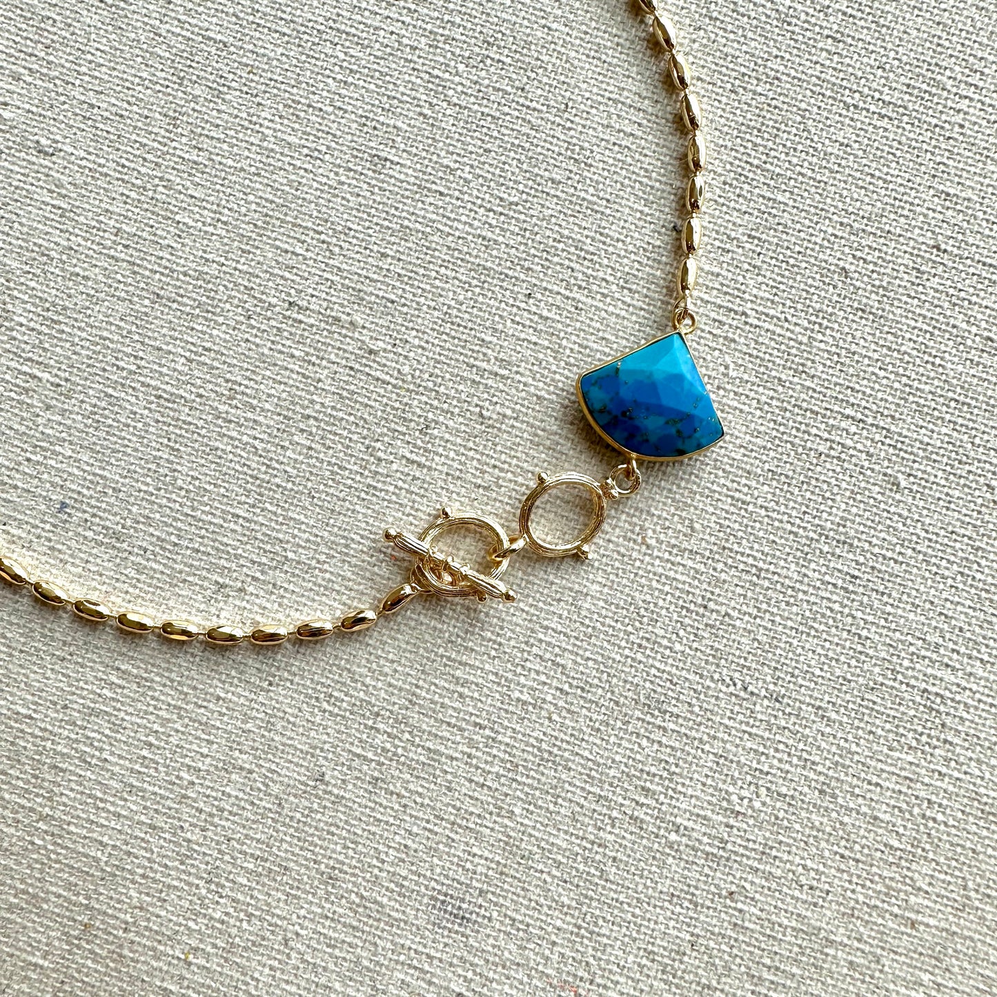 Turquoise Rice Chain Gold-plated Necklace