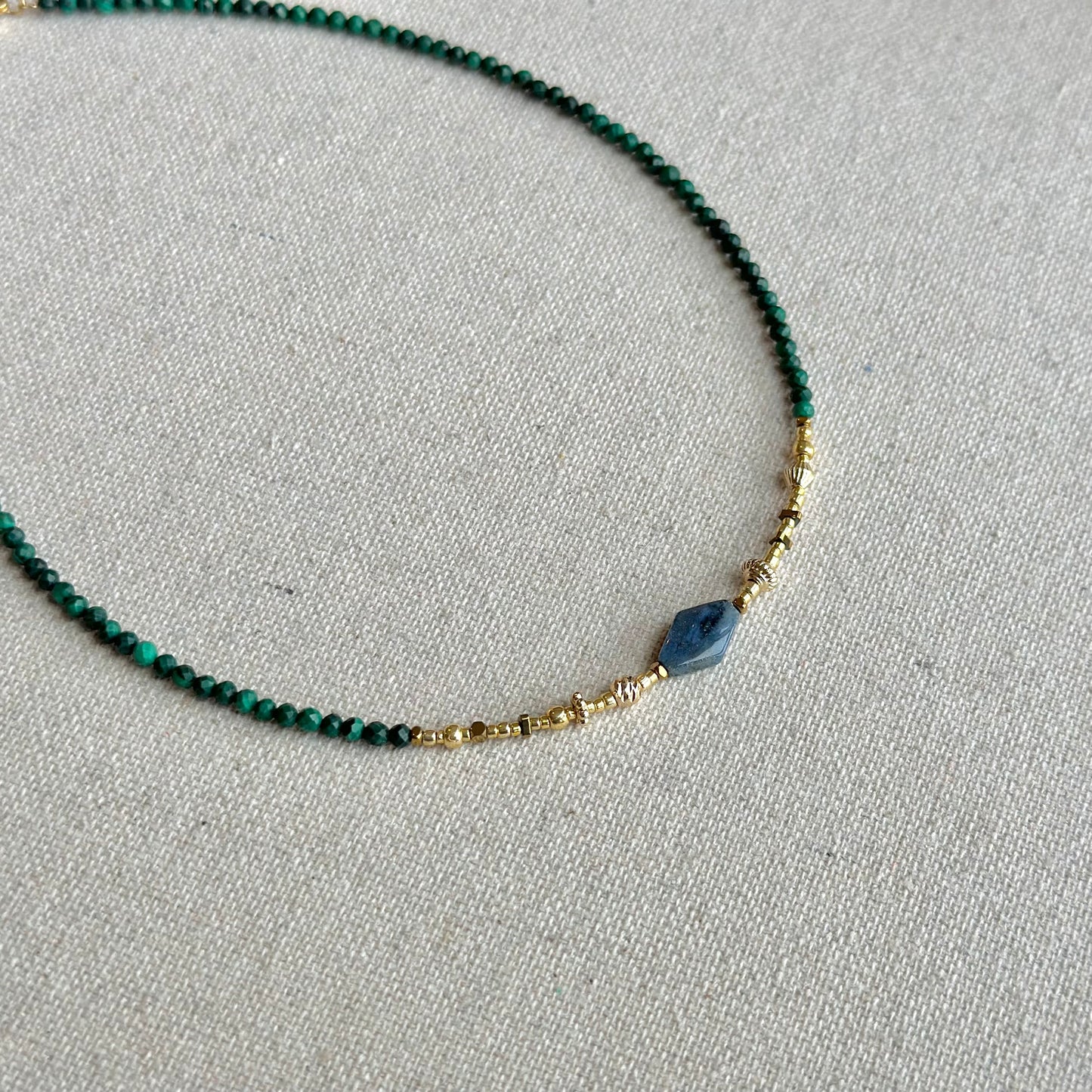 Malachite and Sodalite Beaded Choker Necklace