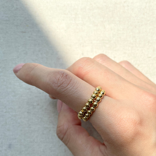 Gold-plated Italian Sterling Silver Bead Stretched Ring