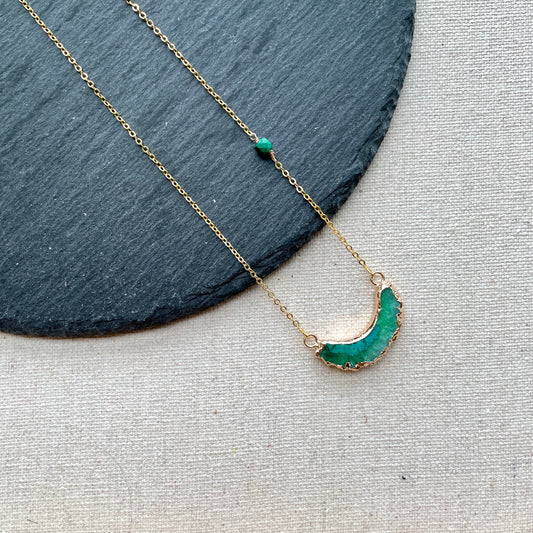 Green Agate And Malachite Gold-plated Necklace