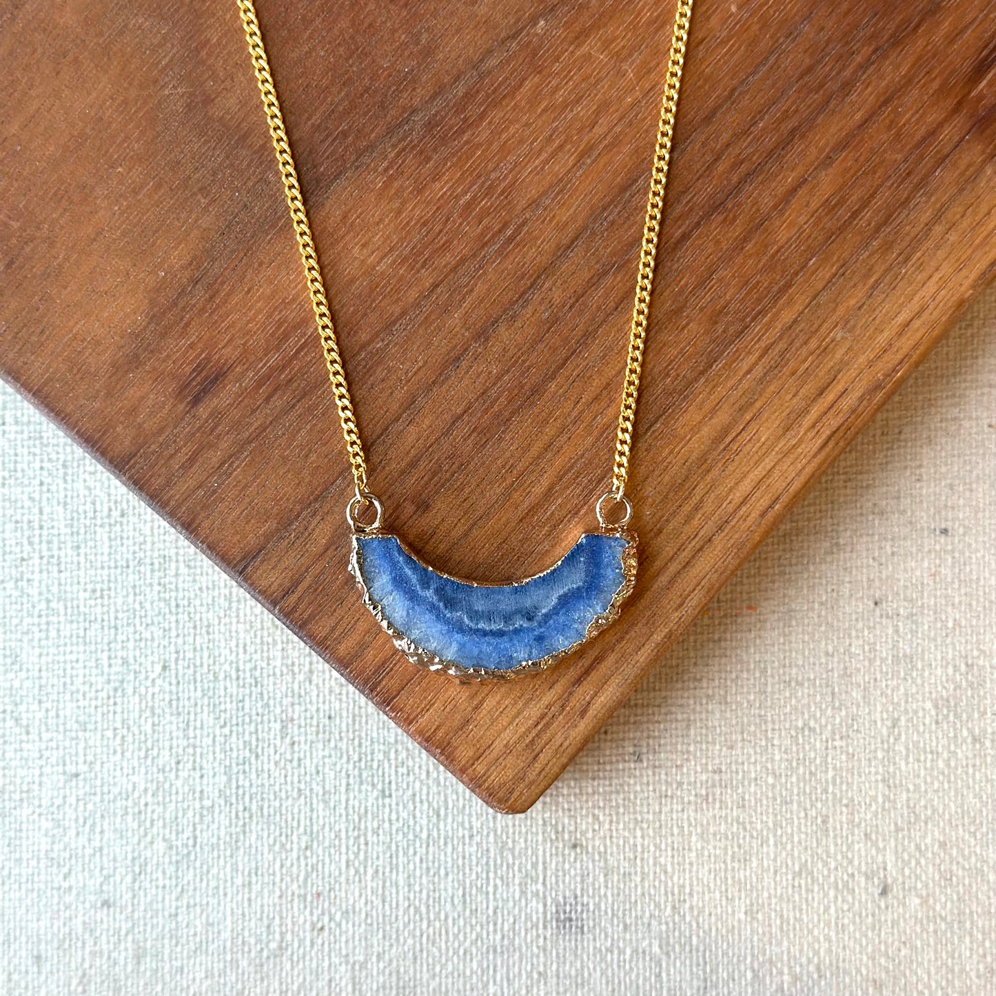 Blue Agate Gold-plated Sterling Silver Necklace