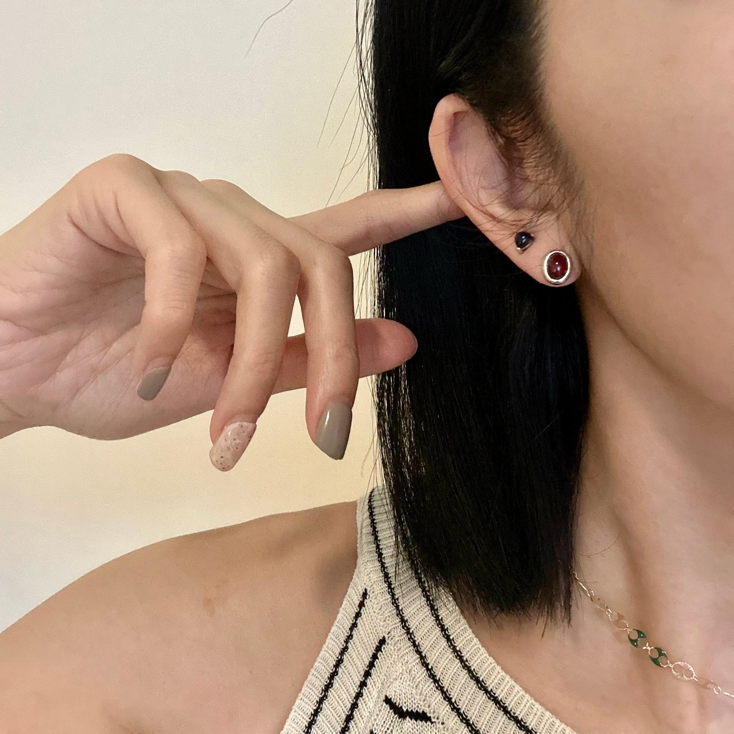 Iolite Heart Sterling Silver Ear Stud