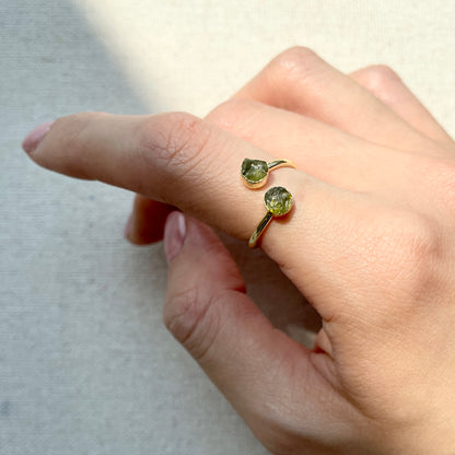 Raw Peridot Adjustable Adjustable Gold-plated Ring