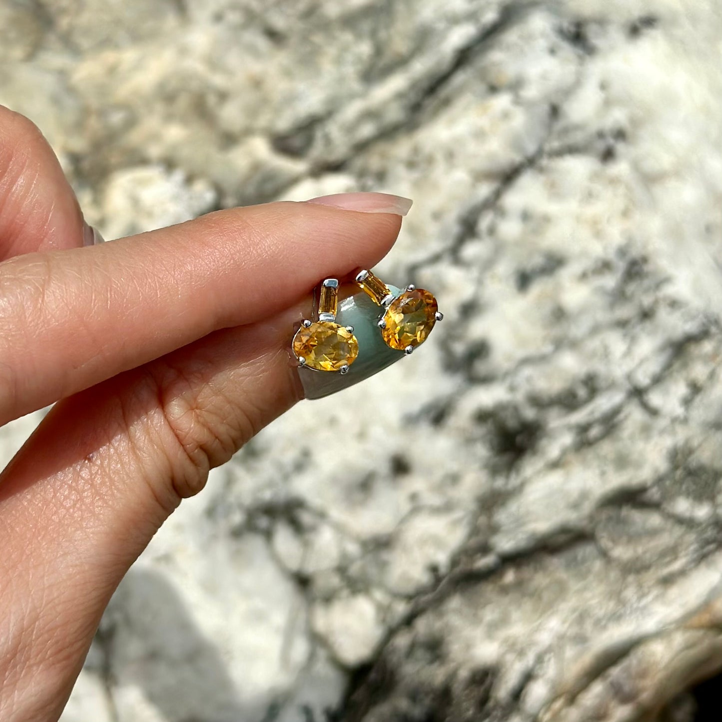 Citrine Sterling Silver Ear Stud