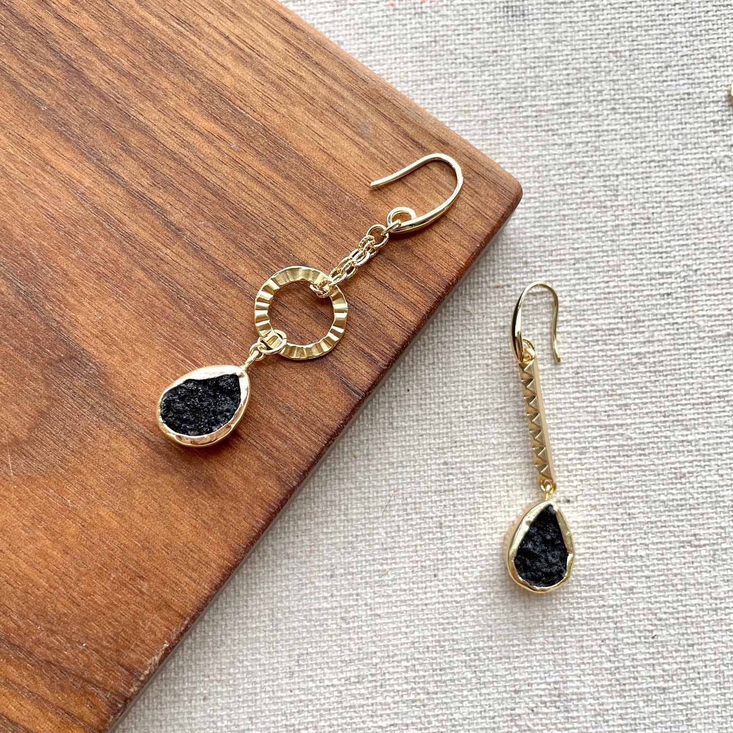 Black Druzy Stone Earring