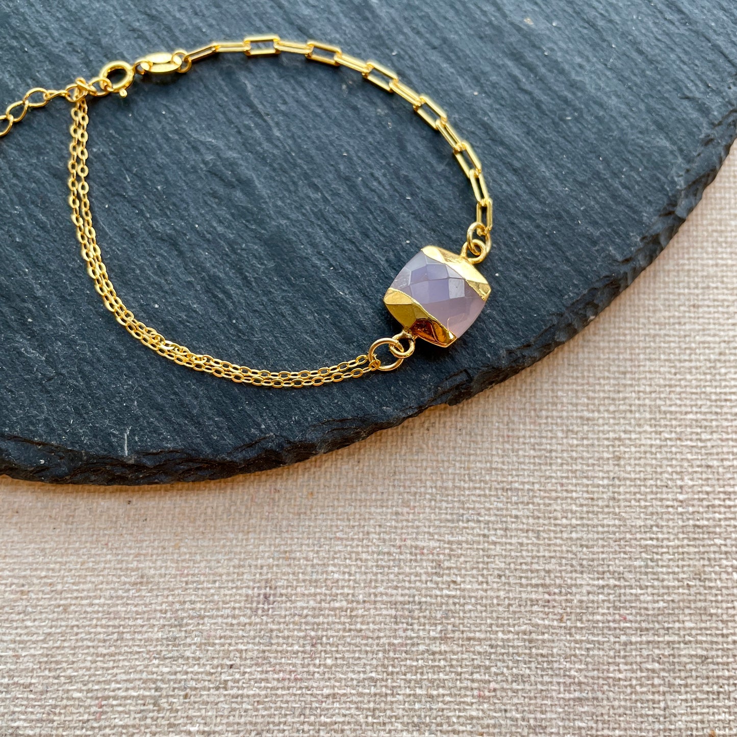 Pink Chalcedony Adjustable Bracelet