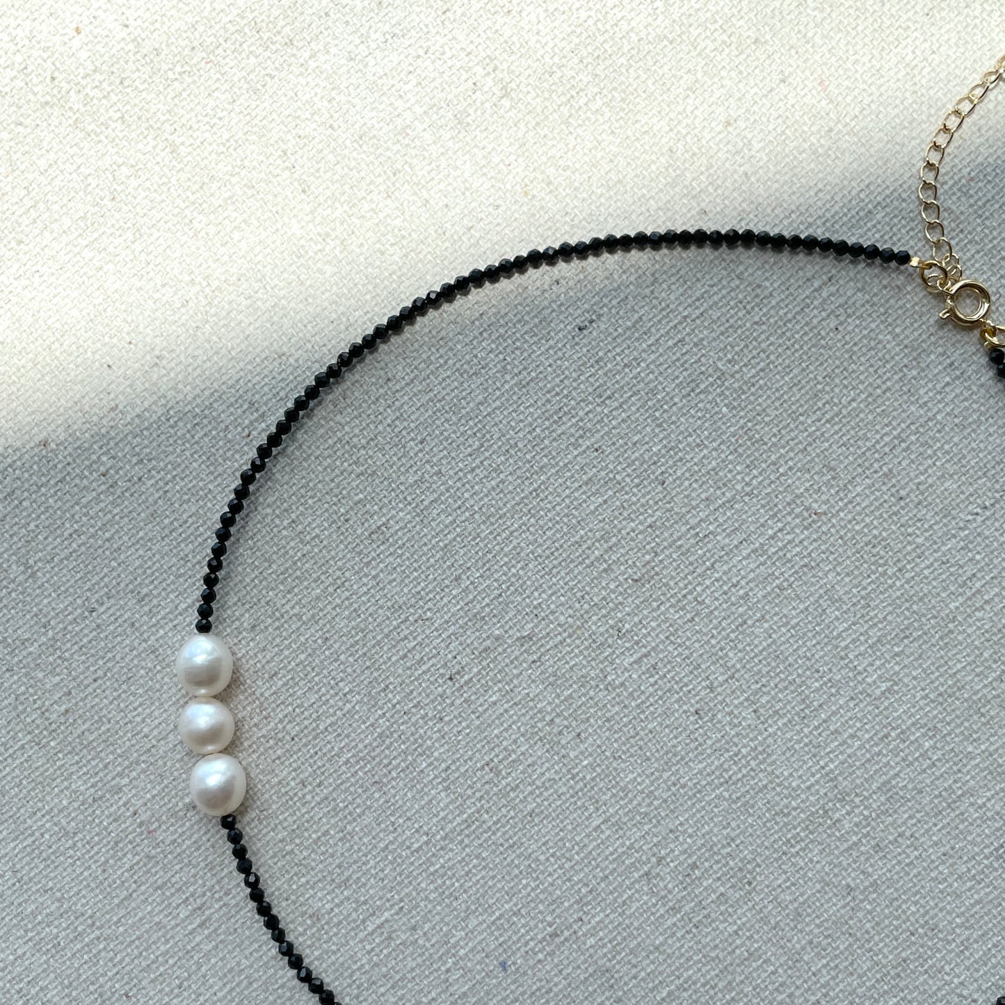 Black Spinel And Freshwater Pearl Beaded Choker Necklace