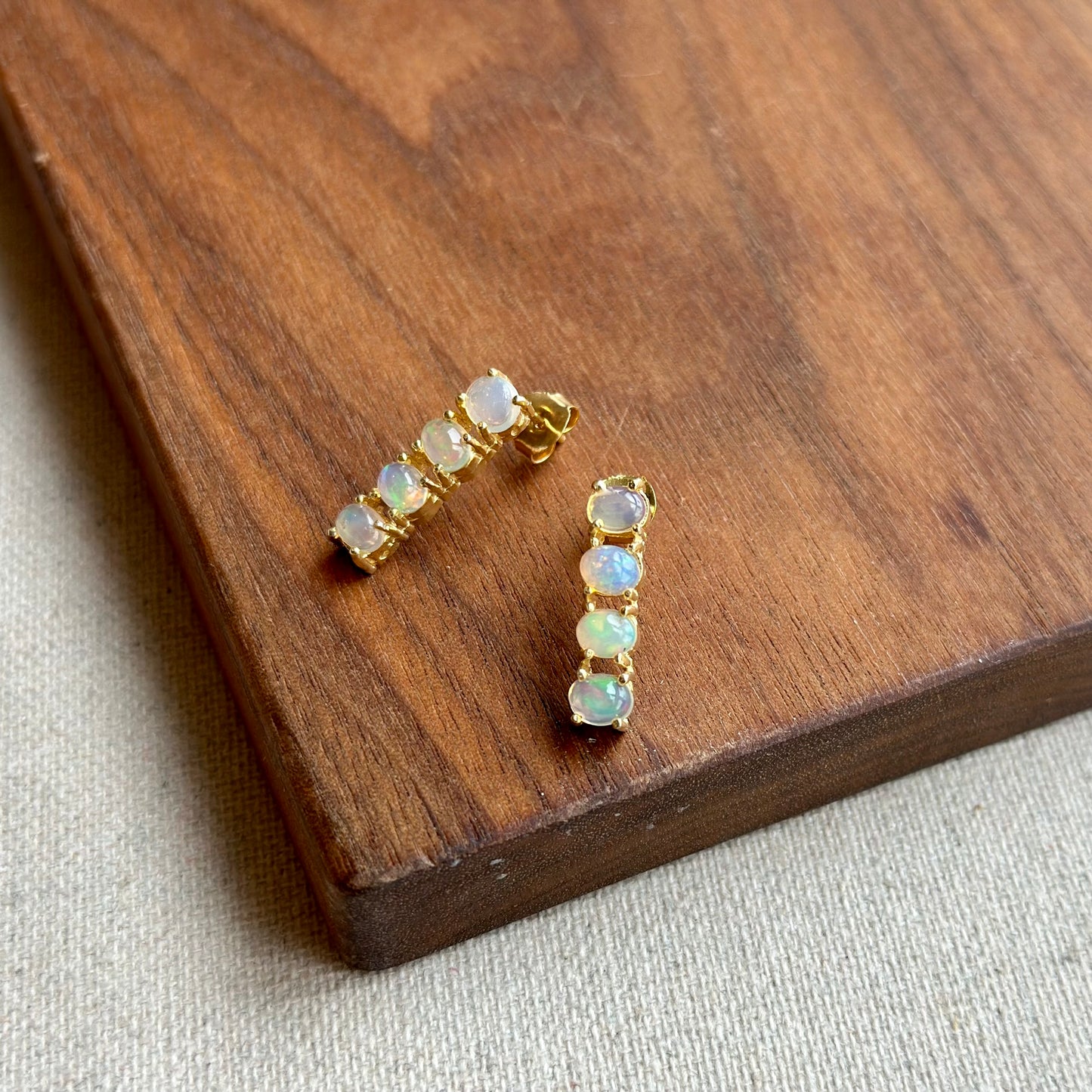 Four Opal Gold-plated Sterling Ear Stud