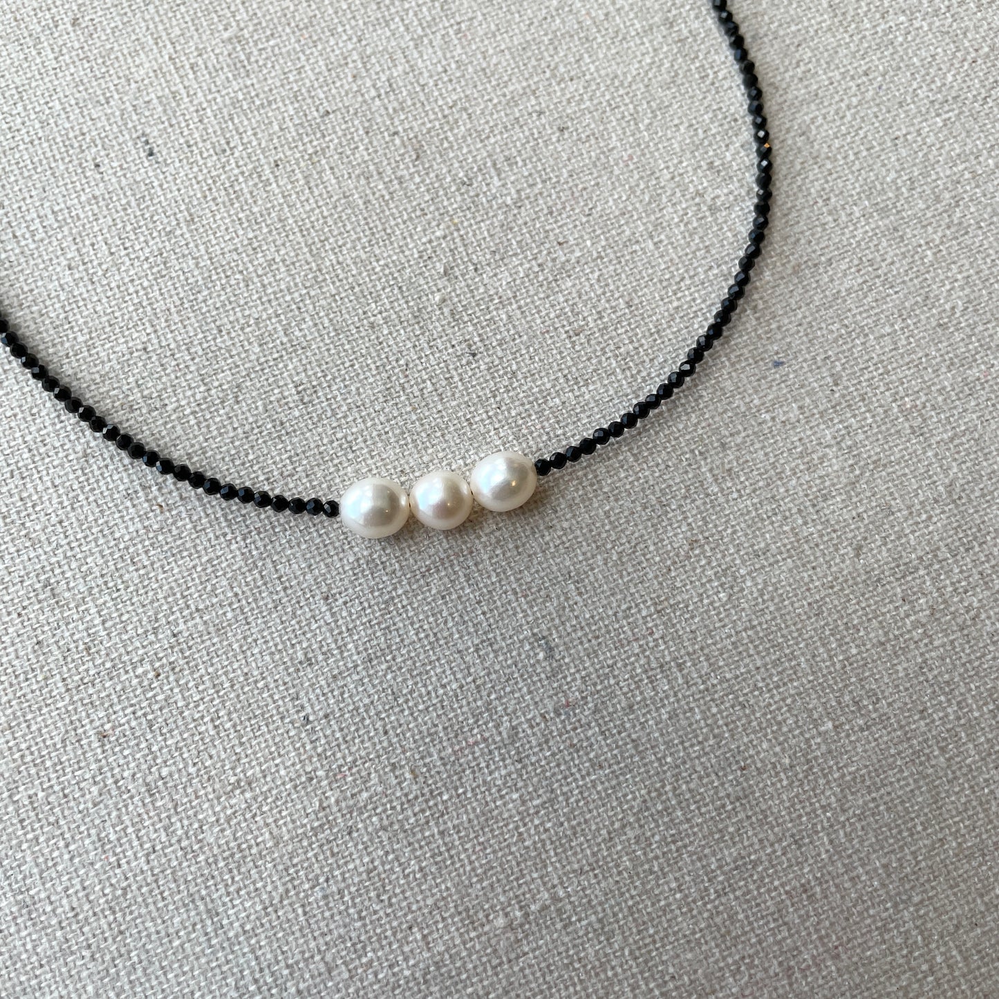 Black Spinel And Freshwater Pearl Beaded Choker Necklace