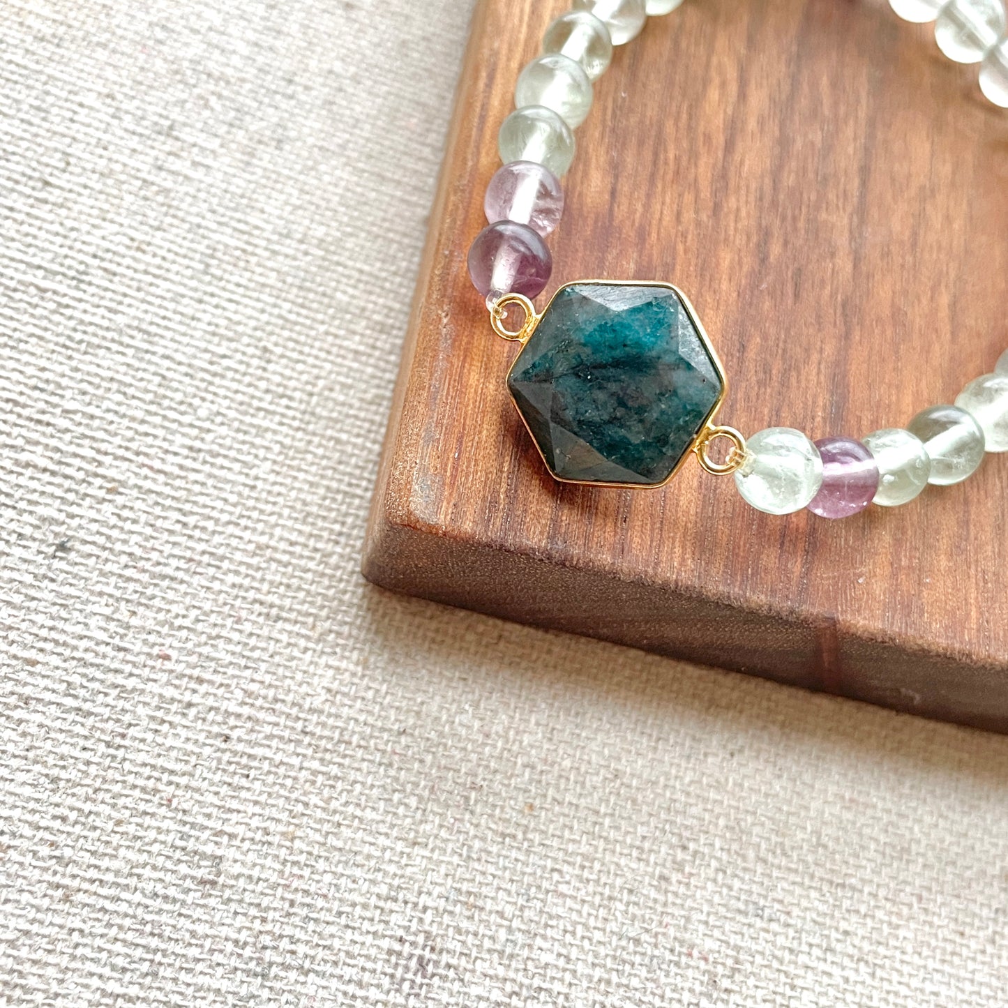 Apatite And Fluorite Beaded Bracelet