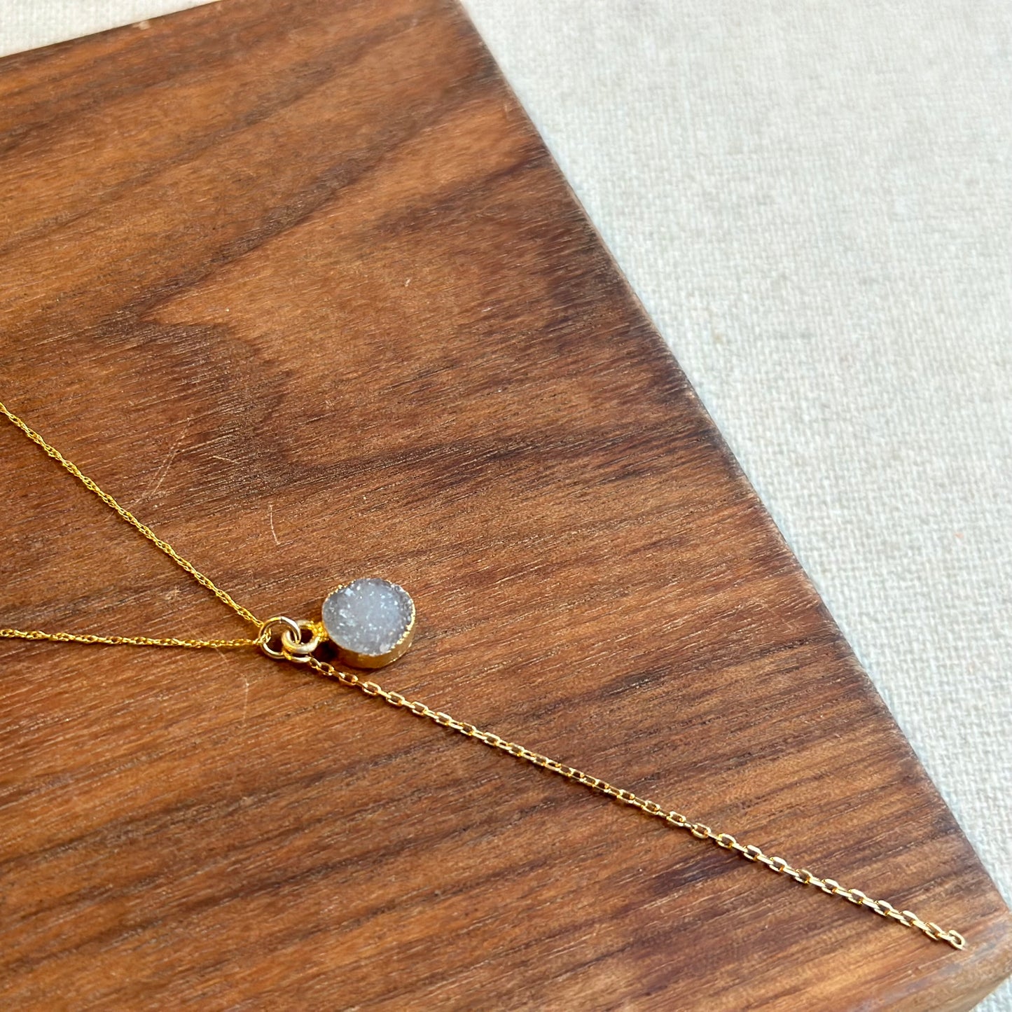 Druzy Stone Y-shaped 14k Gold-filled Necklace