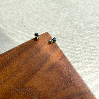 Sapphire And Emerald Gold-plated Sterling Silver Ear Stud