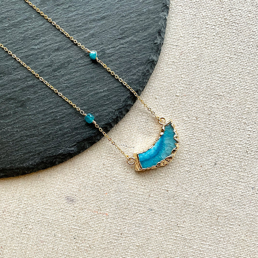 Watergreen Agate And Apatite Gold-plated Necklace