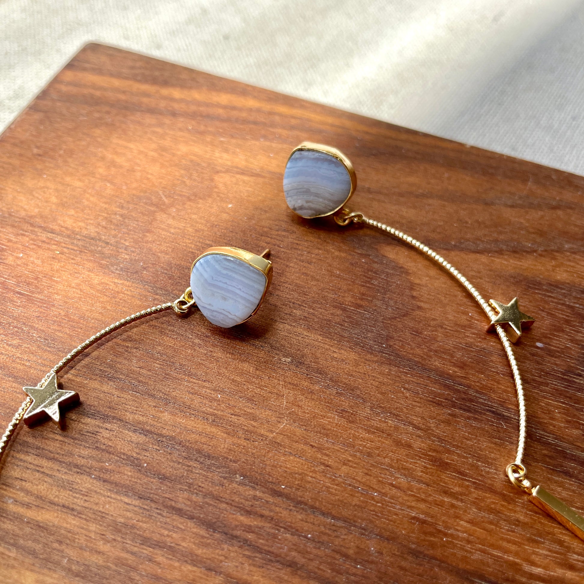 blue lace agate earring