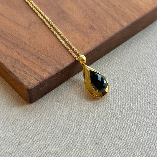 Sapphire Drop Gold-plated Necklace