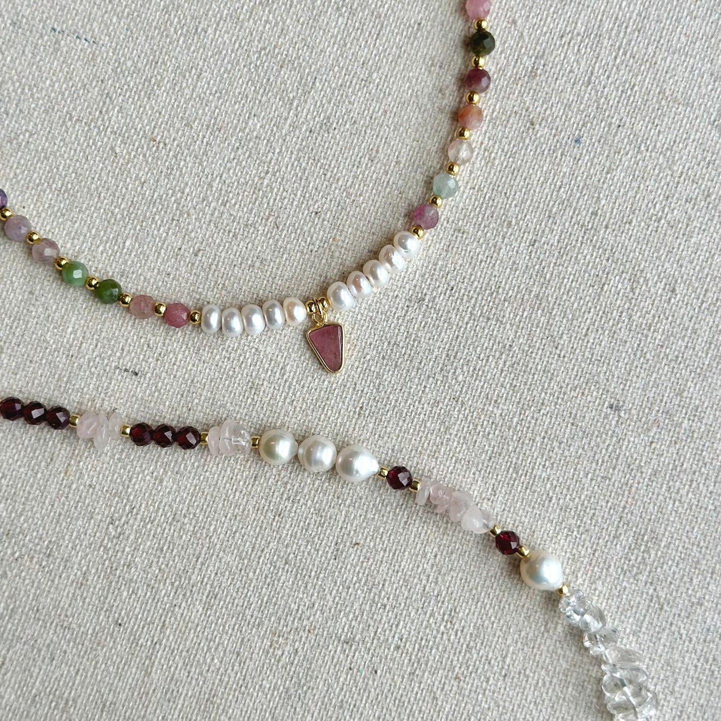 Tourmaline And Freshwater Pearl Beaded Choker Necklace