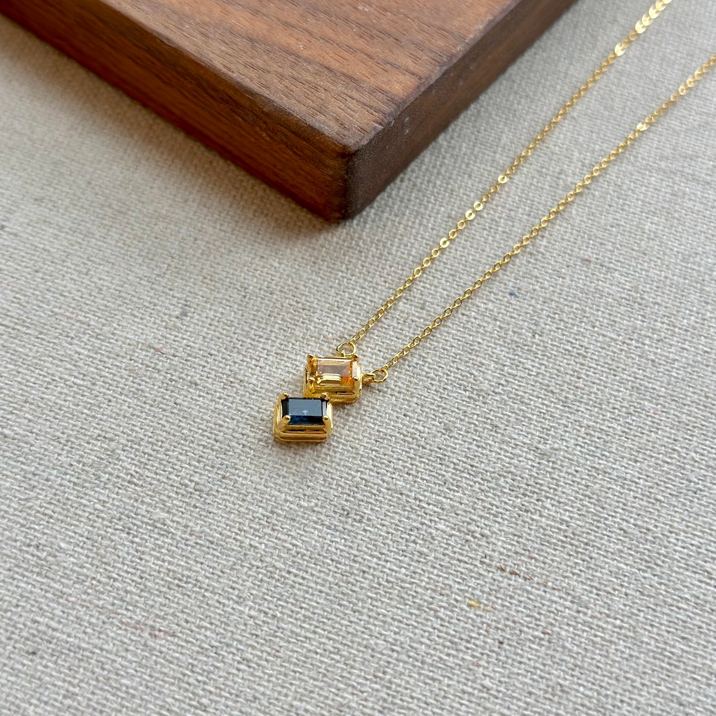 Citrine And Sapphire Asymmetric Gold-plated Sterling Silver Necklace