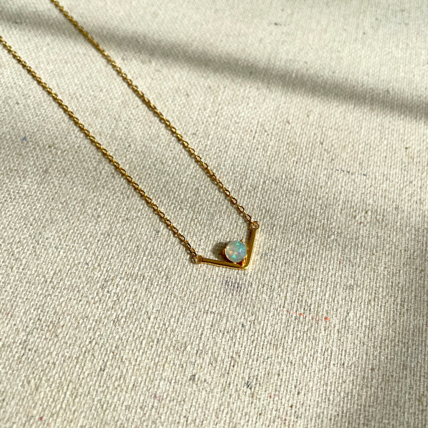 Opal V-shaped Gold-plated Necklace