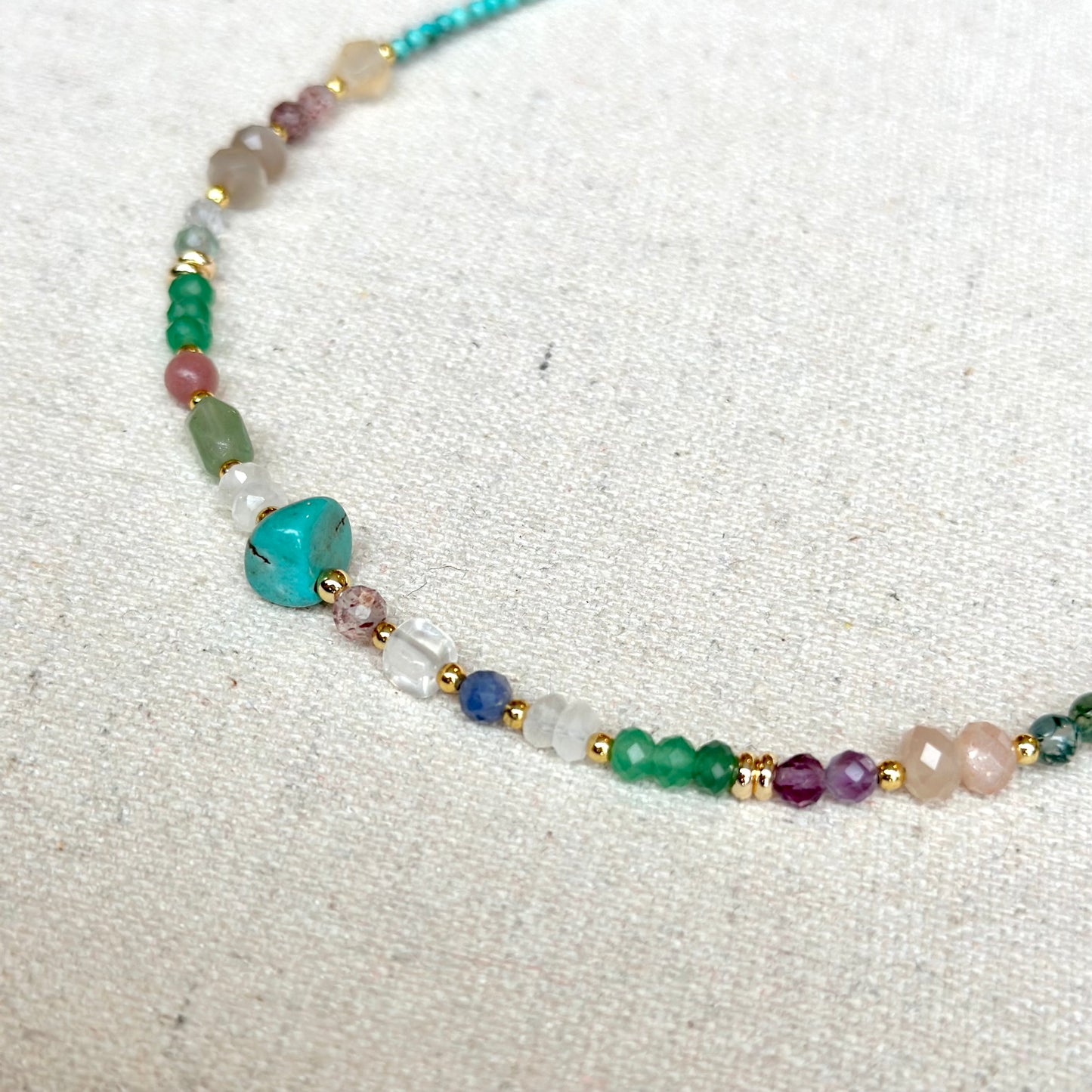 Turquoise Mixed Stone Beaded Choker Necklace