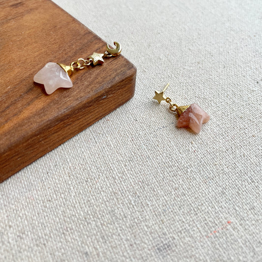 Star-shaped Sunstone Gold-plated Earring