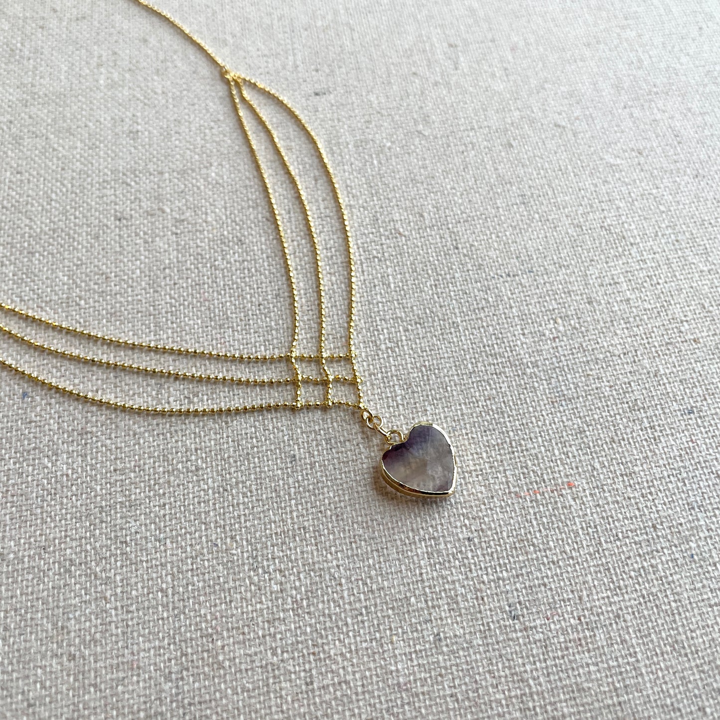 Fluorite Heart-shaped Lace Chain Gold-plated Necklace