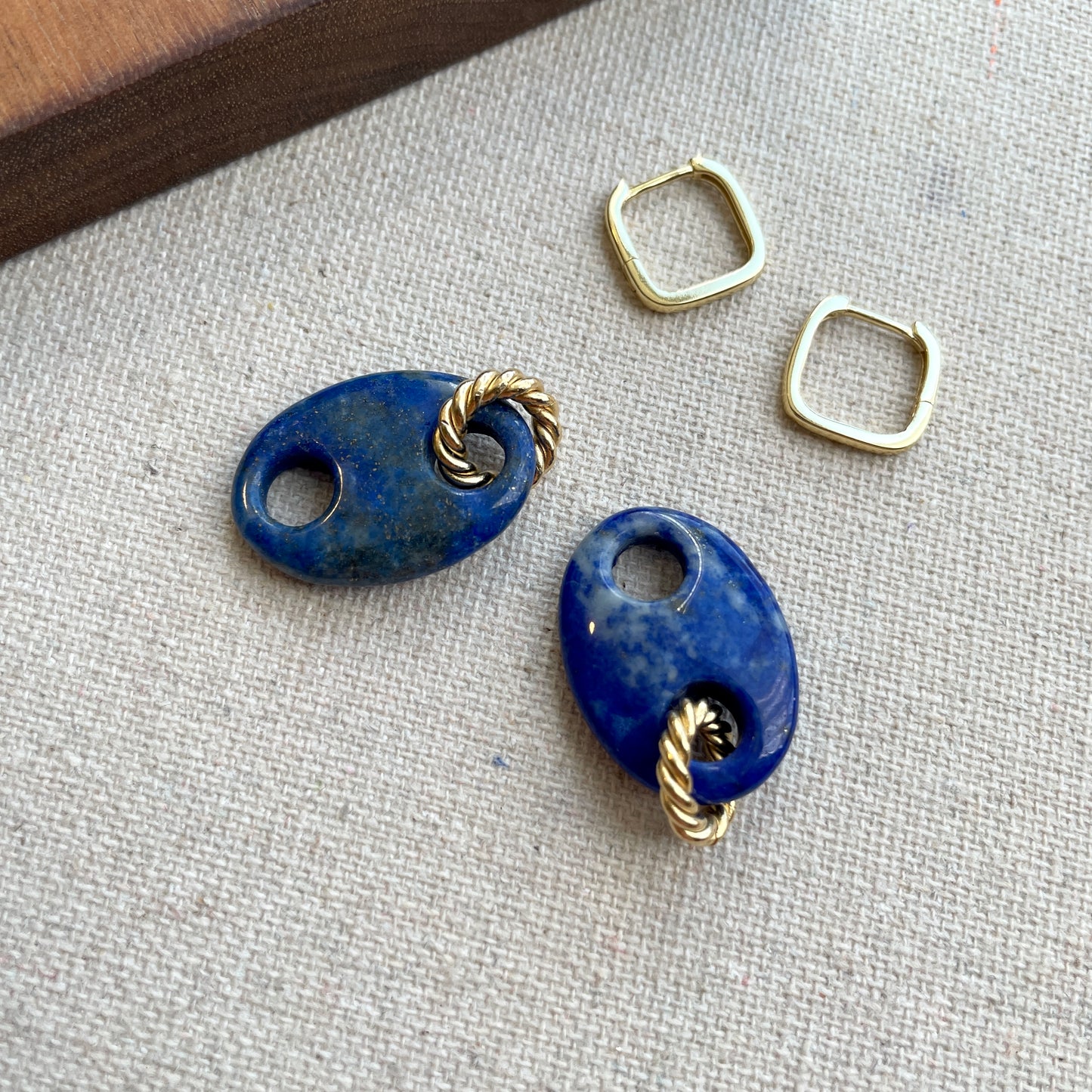 Lapis Two-way Gold-plated Ear Hoop