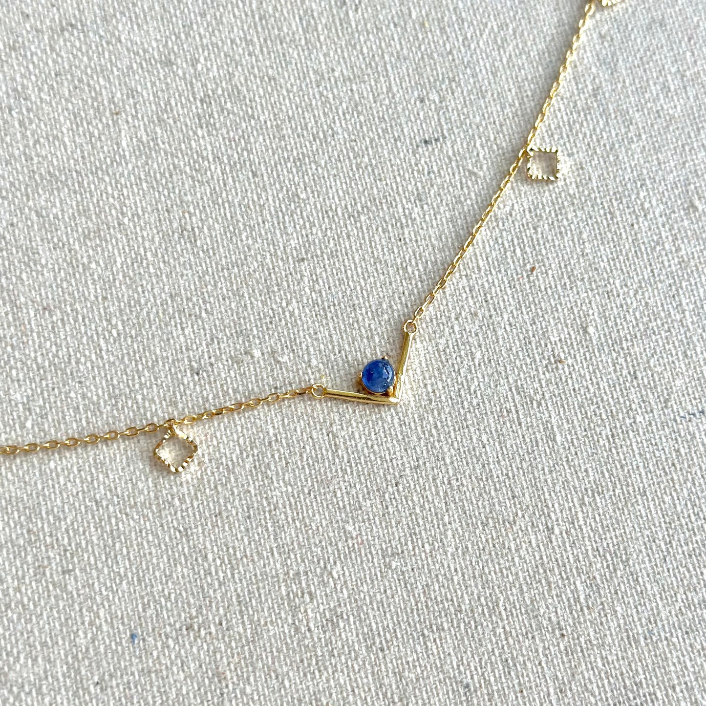 Sapphire V-shaped Gold-plated Sterling Silver Necklace