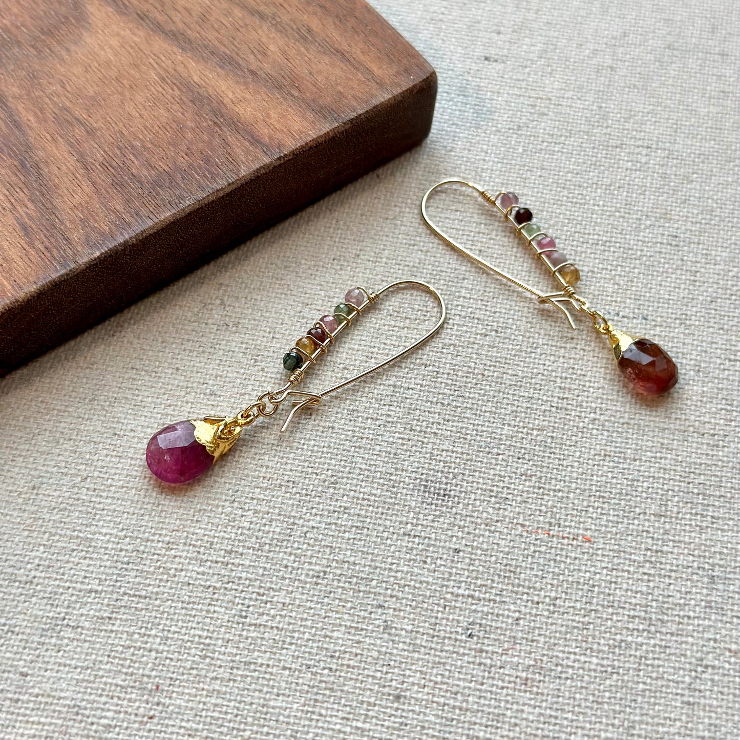 Pink Tourmaline Wire Wrapping 14k Gold-filled Earring