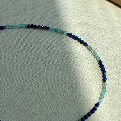 Apatite And Lapis Beaded Choker Necklace